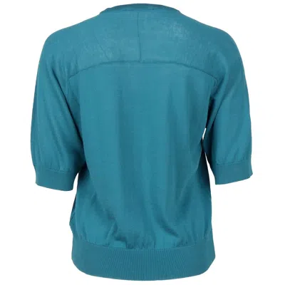 Alpha Studio Green Cotton Sweater In Blue