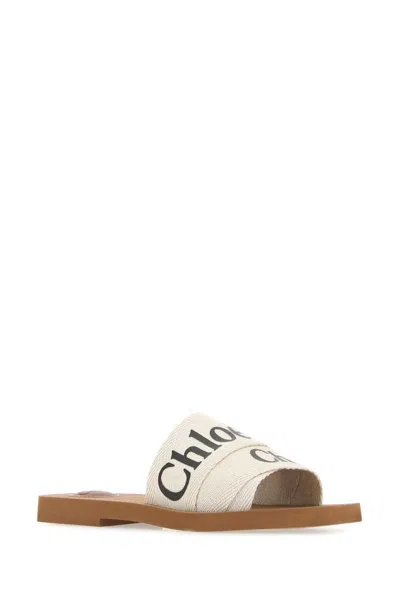 Chloé Ivory Woody Flat Sandal In White