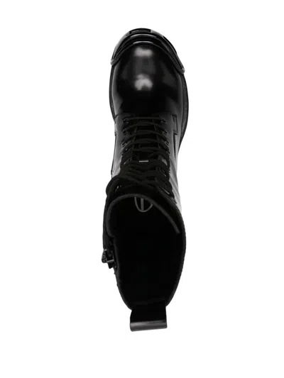 Diesel Leather Boots With Oval D Rein-forced Toe In Black