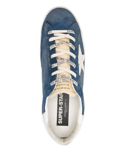 Golden Goose Super-star Suede Upper And Toe Foam Tongue Leather Star Laminated Heel Sneakers Blue In Blue