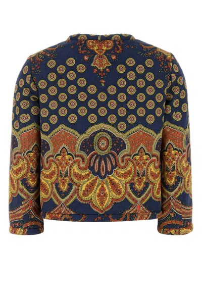Valentino Cotton Blazer With Printed Intricate Pattern In Multi