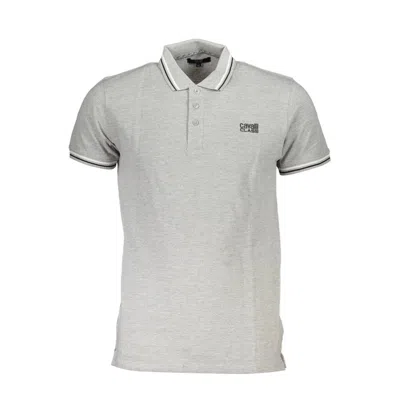 Cavalli Class Brown Cotton Men Polo Shirt In Gray