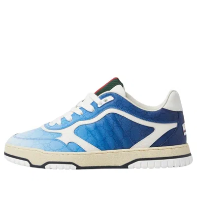 Gucci Canvas Sneakers With Printed Design And Contrast Panels In Blue