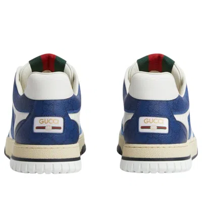 Gucci Canvas Sneakers With Printed Design And Contrast Panels In Blue
