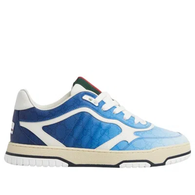 Gucci Canvas Sneakers With Printed Design And Contrast Panels In Blue