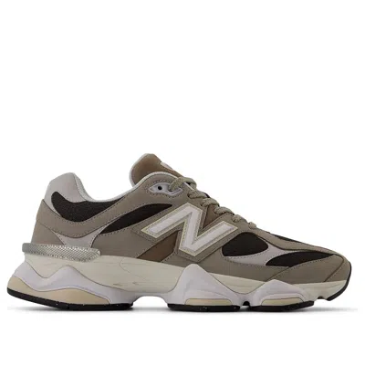 New Balance 9060 Low-top Mesh Sneakers With Suede Interts In Brown