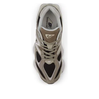 New Balance 9060 Low-top Mesh Sneakers With Suede Interts In Brown