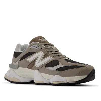 New Balance 9060 Low-top Mesh Sneakers With Suede Interts In Brown