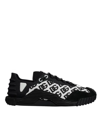 Pre-owned Dolce & Gabbana Black Logo Lace Up Low Top Ns1 Sneakers Men's Shoes () In Multi