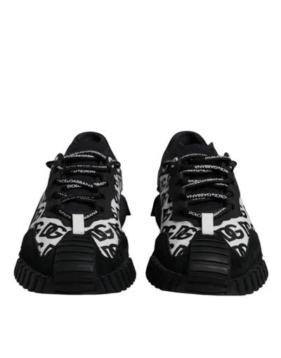Pre-owned Dolce & Gabbana Black Logo Lace Up Low Top Ns1 Sneakers Men's Shoes () In Multi
