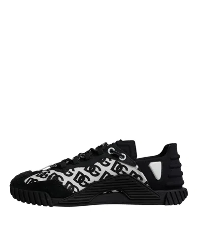 Pre-owned Dolce & Gabbana Black Logo Lace Up Low Top Ns1 Sneakers Men's Shoes () In Multi