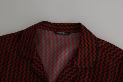 Pre-owned Dolce & Gabbana Black Red Zigzag Pattern Casual Men's Shirt ()