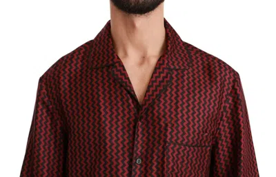 Pre-owned Dolce & Gabbana Black Red Zigzag Pattern Casual Men's Shirt ()