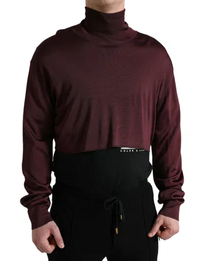 Dolce & Gabbana Maroon Viscose Turtleneck Pullover Sweater In Brown
