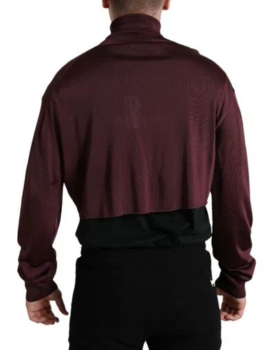Dolce & Gabbana Maroon Viscose Turtleneck Pullover Sweater In Brown