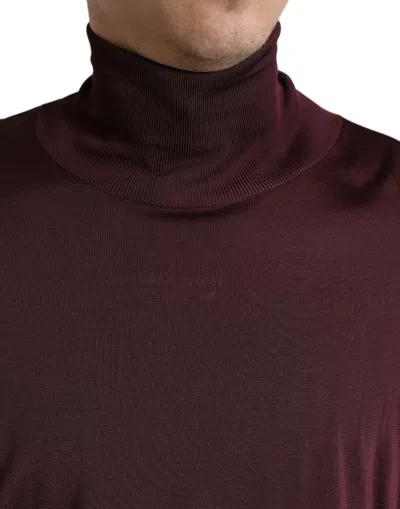 Dolce & Gabbana Maroon Viscose Turtleneck Pullover Sweater In Brown