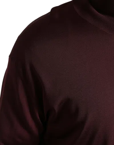 Dolce & Gabbana Maroon Viscose Turtleneck Pullover Sweater In Brown