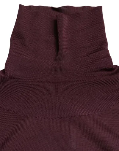 Dolce & Gabbana Maroon Viscose Turtleneck Pullover Sweater In Brown