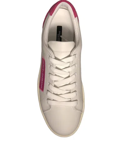Dolce & Gabbana White Suede Leather Low Top Sneakers Women's Shoes In Neutral