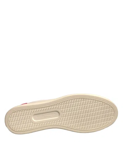 Dolce & Gabbana White Suede Leather Low Top Sneakers Women's Shoes In Neutral