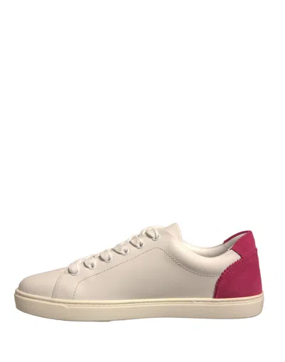 Dolce & Gabbana White Suede Leather Low Top Sneakers Women's Shoes In Neutral