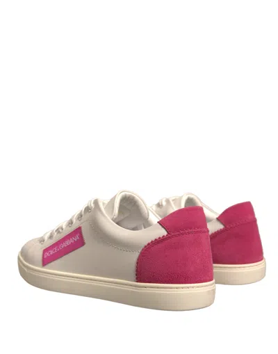 Dolce & Gabbana White Suede Leather Low Top Sneakers Women's Shoes In Neutral