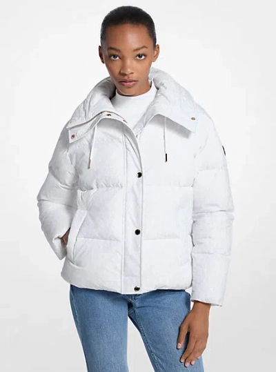 Michael Kors Signature Logo Quilted Puffer Jacket In White