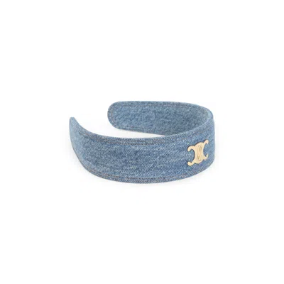 Celine Denim Texture Headband Accessory In Blue