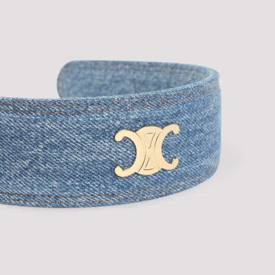 Celine Denim Texture Headband Accessory In Blue