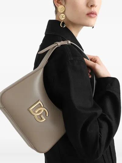 Dolce & Gabbana Shoulder Bag Leather L Taupe In Gray