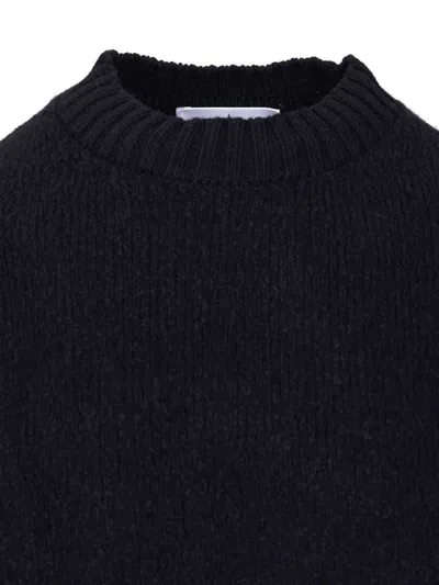 Stone Island Organic Cotton Crew Neck Sweater With English Ribs Knitwear Blue In Black