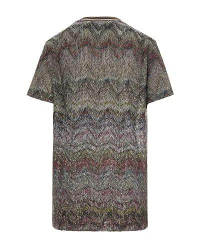Missoni Short Sleeve T-shirt With Zigzag And Sequins In Multi