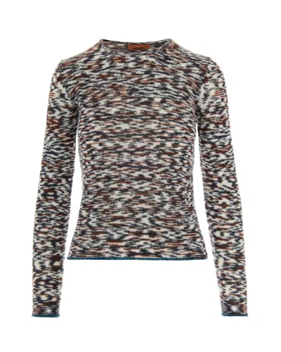 Missoni Crew Neck Sweater With Flame Pattern In Cashmere Blend In Multi