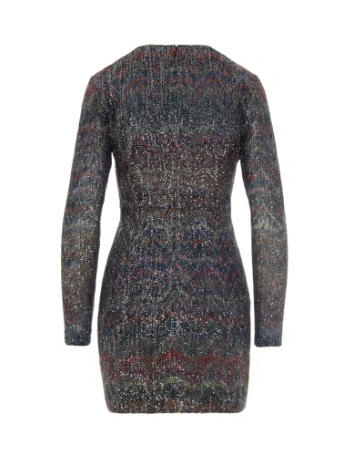 Missoni Multicolour Dress With Deep Neckline And All-over Sequins In Viscose Woman In Black
