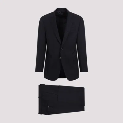 Giorgio Armani Single-breasted Wool Suit In Brown