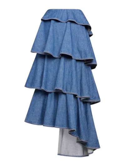 Alaïa Alaia Spiral Skirt In Denim In Blue