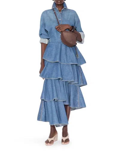 Alaïa Alaia Spiral Skirt In Denim In Blue