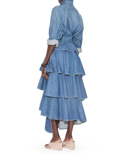 Alaïa Alaia Spiral Skirt In Denim In Blue