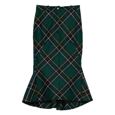 Alexander Mcqueen Alexander Mc Queen Flared Skirt In Wool Tartan In Green