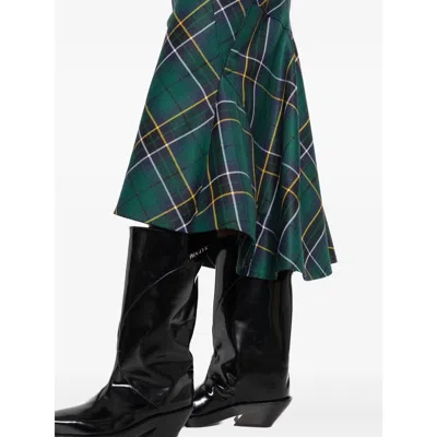 Alexander Mcqueen Alexander Mc Queen Flared Skirt In Wool Tartan In Green