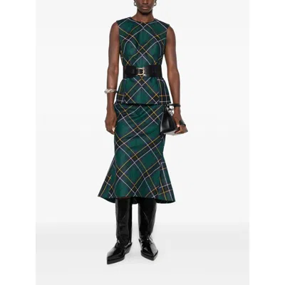 Alexander Mcqueen Alexander Mc Queen Flared Skirt In Wool Tartan In Green