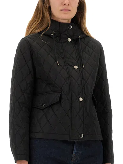 Burberry Women Quilted Nylon Cropped Jacket In Black