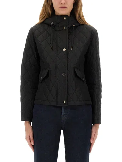 Burberry Women Quilted Nylon Cropped Jacket In Black