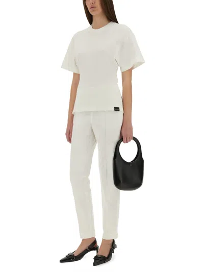 Courrèges Courregès Oneshoulder Tshirt In Scuba In White
