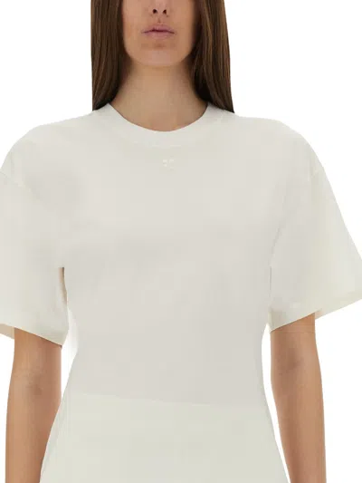 Courrèges Courregès Oneshoulder Tshirt In Scuba In White