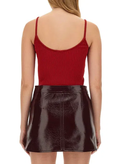 Courrèges Reedition Knit Tank Top Ribbed Straps In Red
