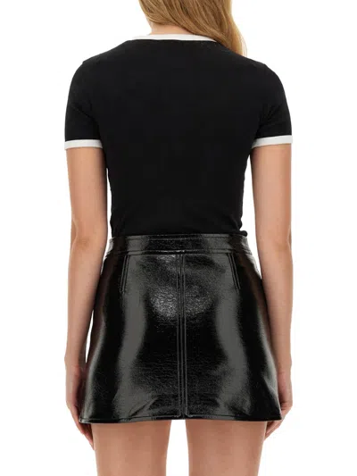 Courrèges Signature Contrast Cotton T-shirt In Black