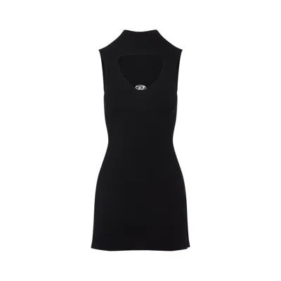 Diesel Mini Wool Dress With Inlay In Black