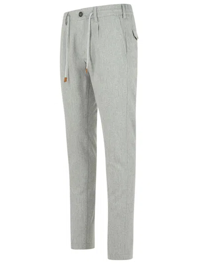 Eleventy Light Grey Wool Blend Trousers Men In Gray