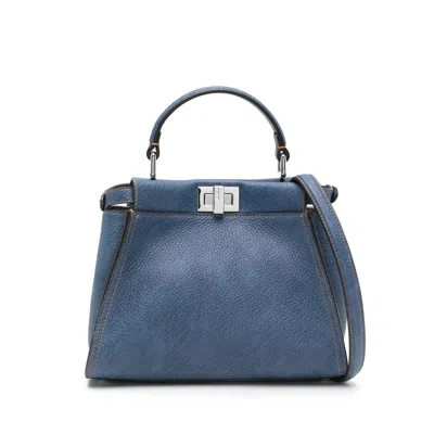 Fendi Pekaboo Soft Mini Hand Bags Light Blue In Blue